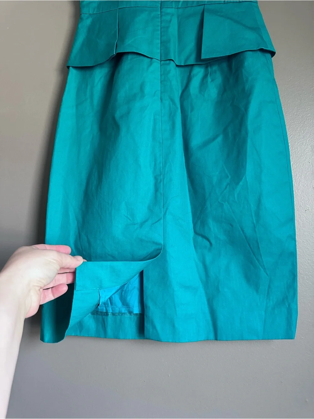 J.Crew Structured Sleeveless Peplum Midi Dress- Green - Size 00